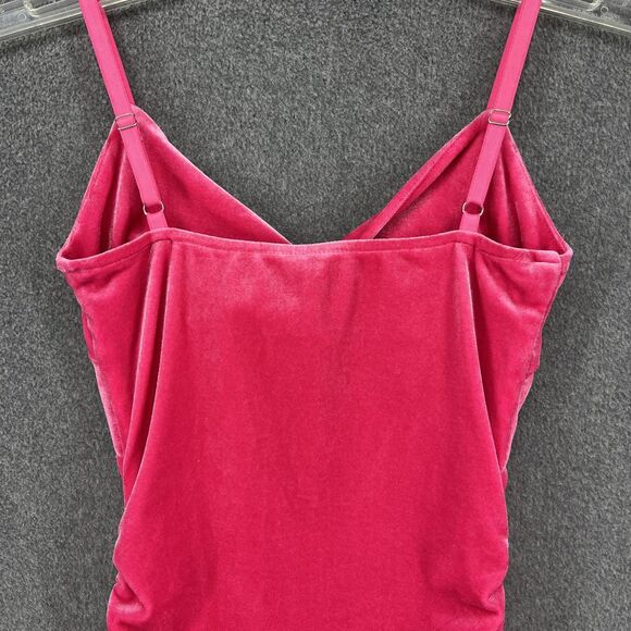 KatieJ NYC Dress Girls Large Pink Velvet Ruched Bodycon Mini Knot Front Cutout - Picture 12 of 16
